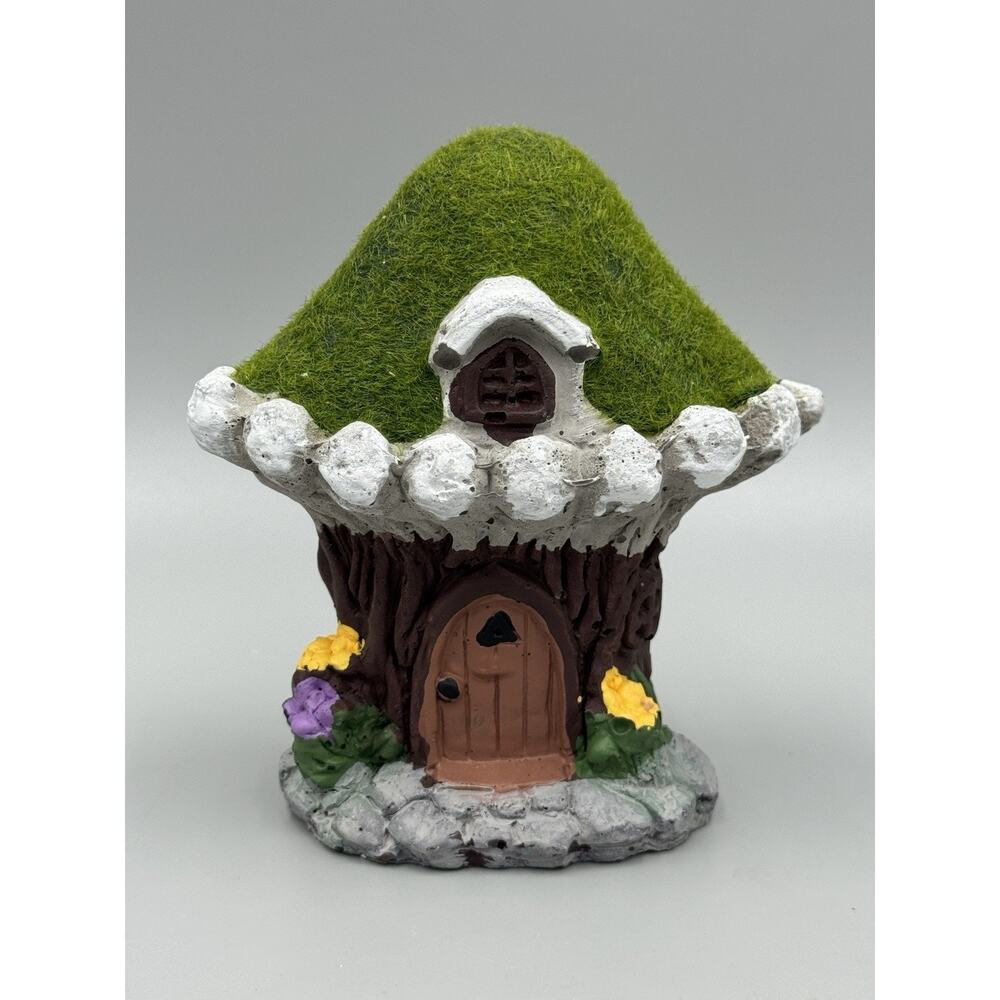 Mossy Hobbit Fairy House Figurine Mythical Fantasy Decor 4.5” Tall